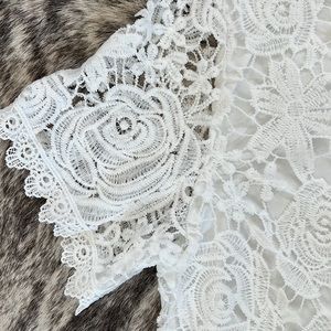 NWNT white crocheted lace top XL